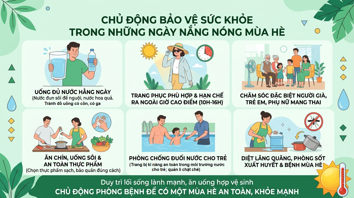 Chủ động bảo vệ sức khỏe trong những ngày nắng nóng mùa hè