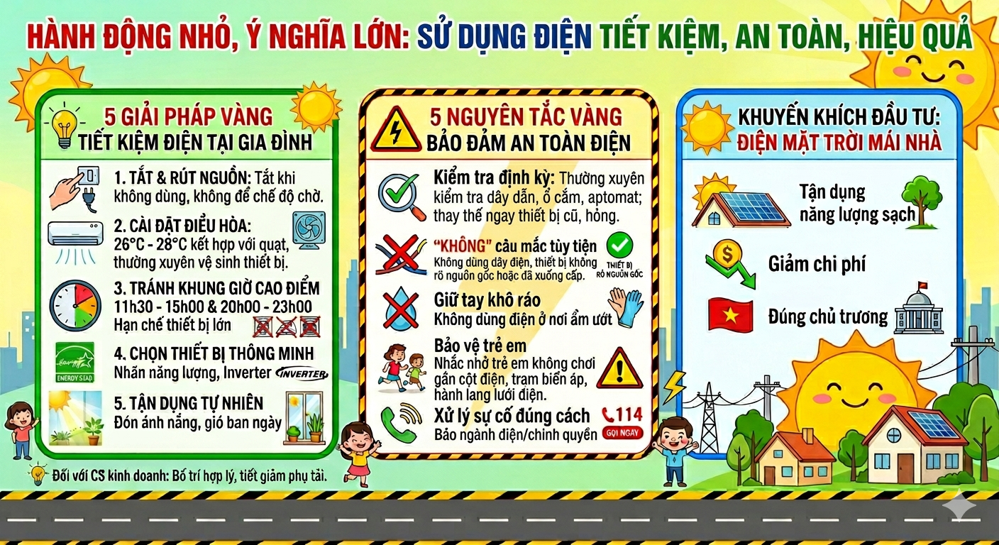 Sử dụng điện tiết kiệm, an toàn, hiệu quả trong mùa nắng nóng năm 2026
